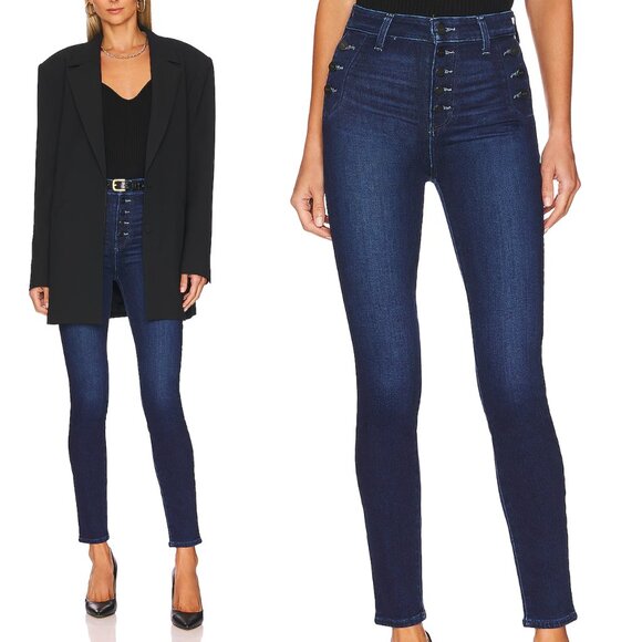Paige Emmie Ankle High Rise Button Front Skinny Jeans in Model Denim 27 $249 - Picture 3 of 16